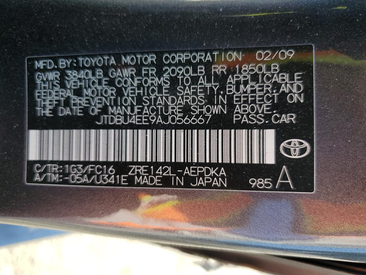 2010 TOYOTA COROLLA