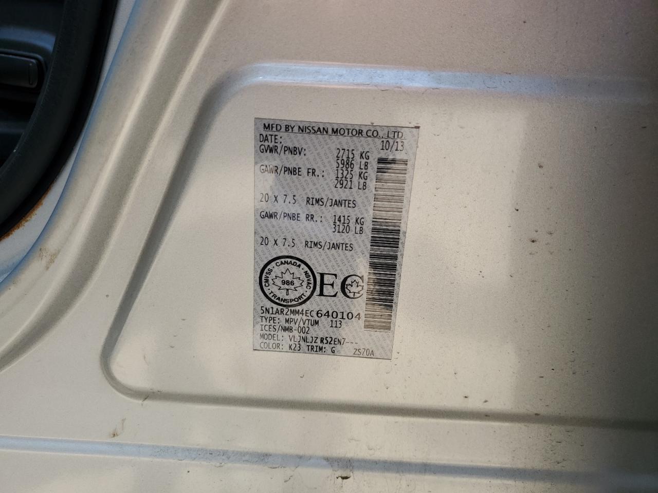 2014 NISSAN PATHFINDER