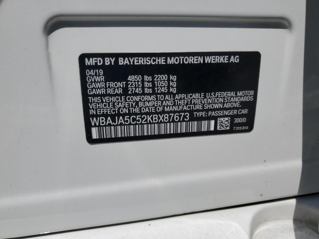 2019 BMW 5 series