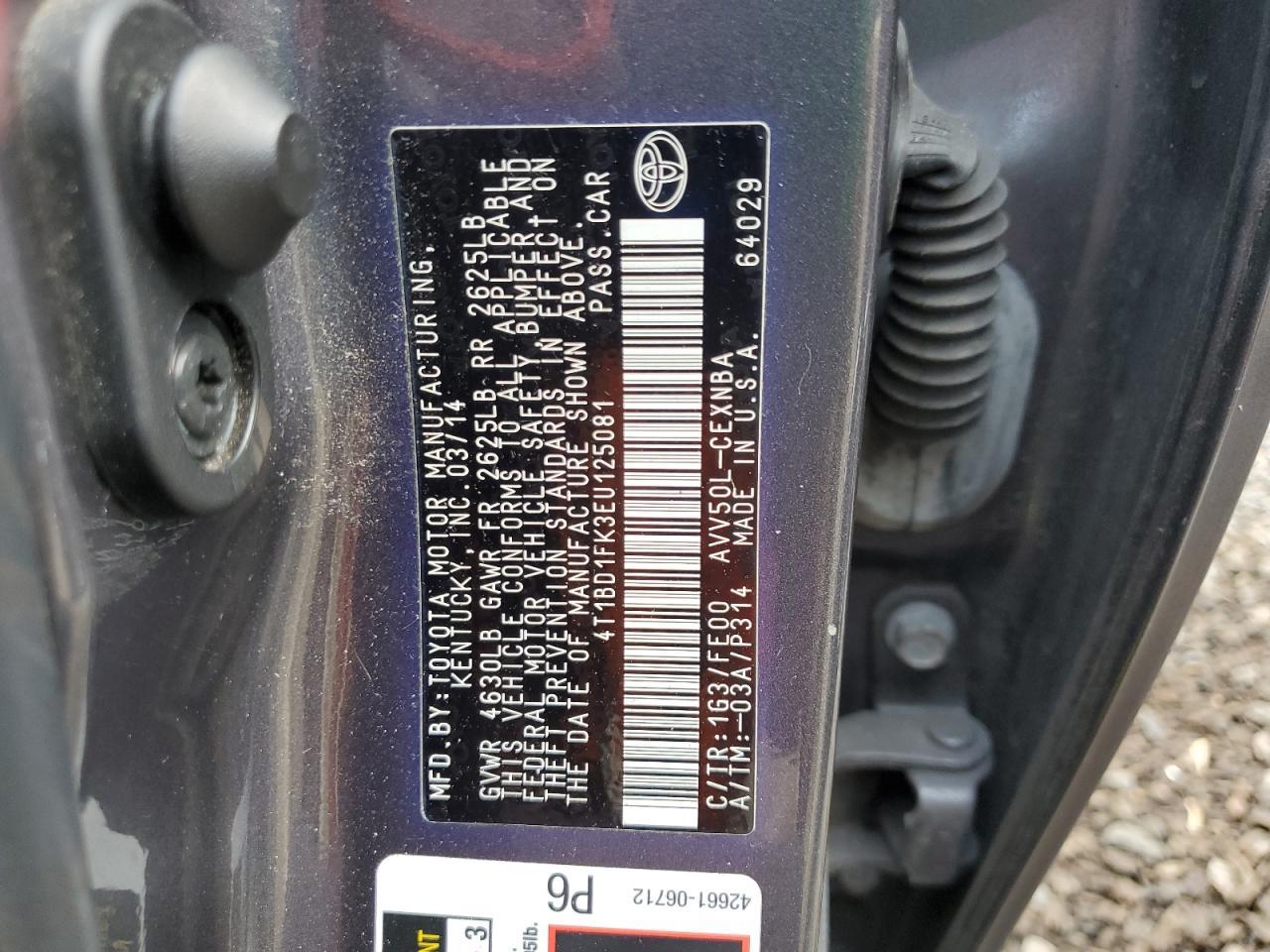 2014 TOYOTA CAMRY HYBRID