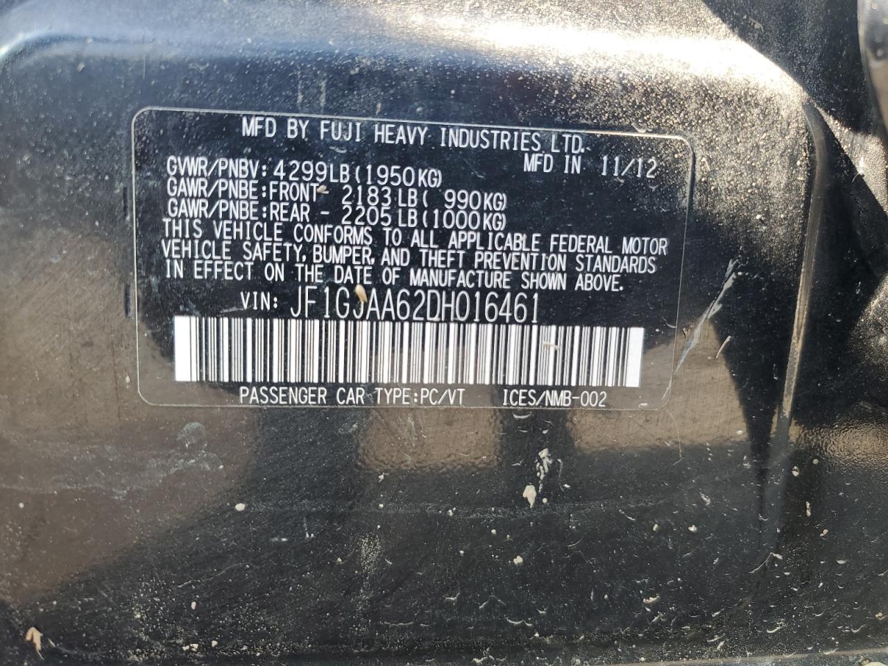 2013 SUBARU IMPREZA