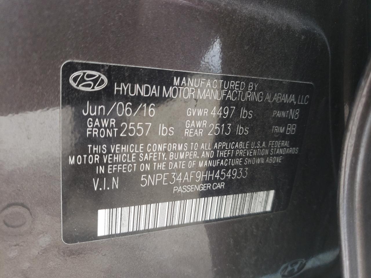 2017 HYUNDAI SONATA