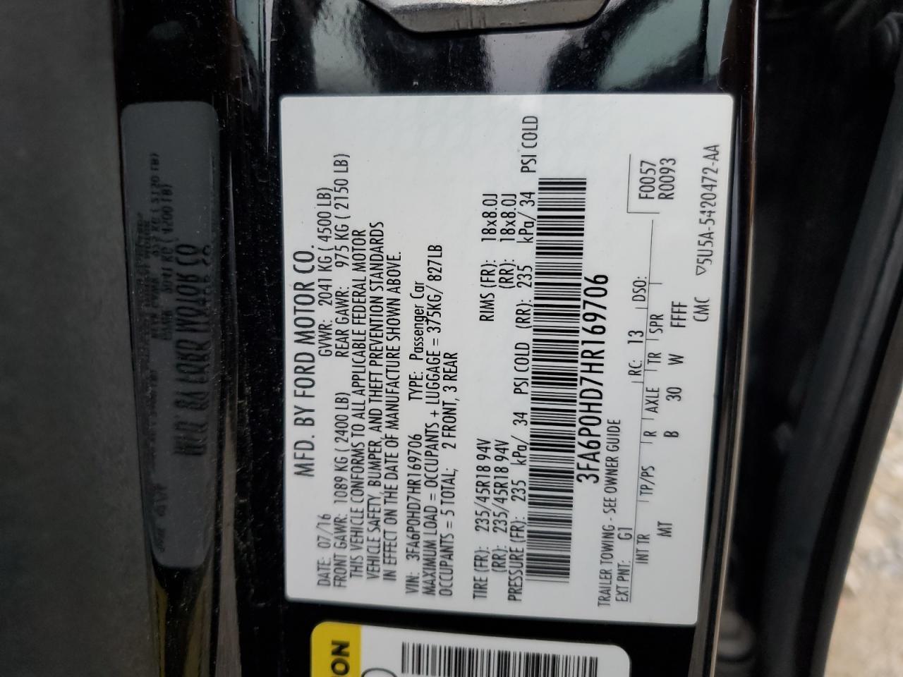 2017 FORD FUSION