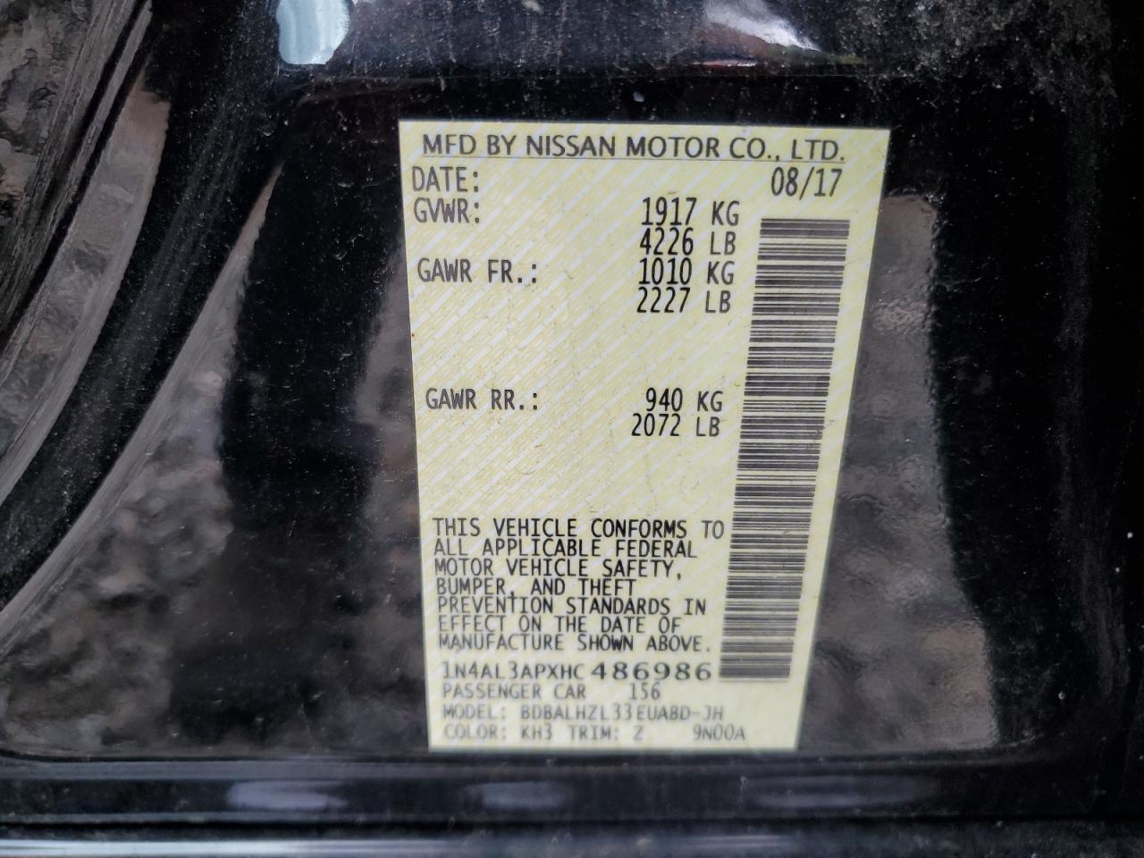 2017 NISSAN ALTIMA