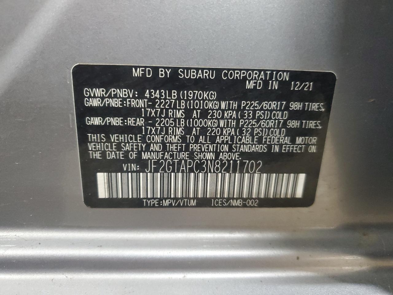 2022 SUBARU Crosstrek