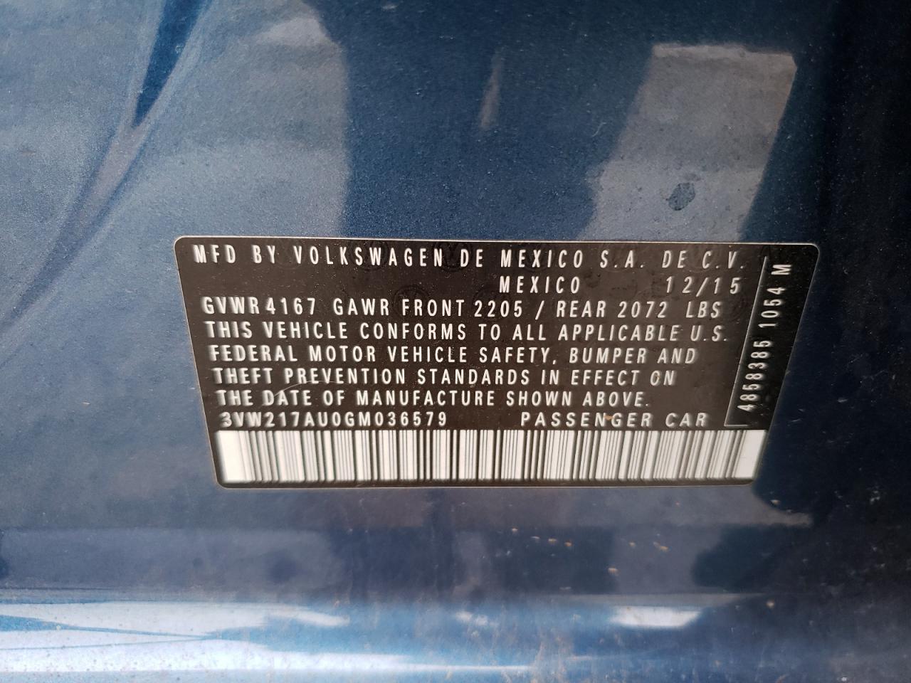 2016 VOLKSWAGEN GOLF