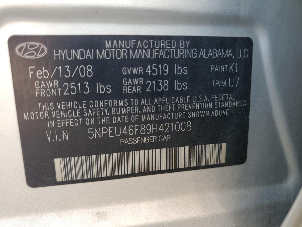 2009 HYUNDAI SONATA