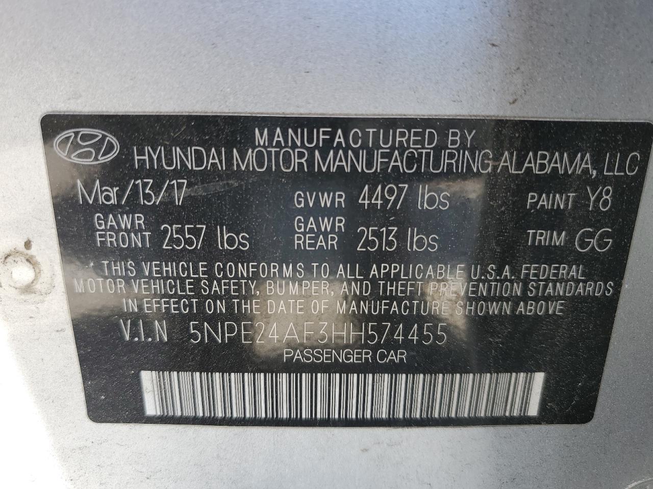 2017 HYUNDAI SONATA