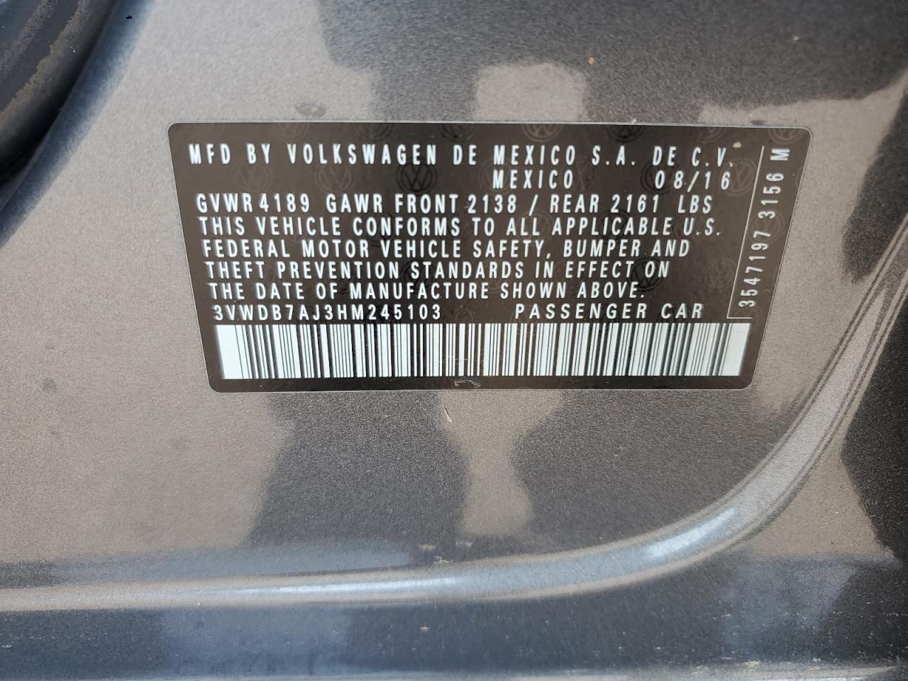 2017 VOLKSWAGEN JETTA
