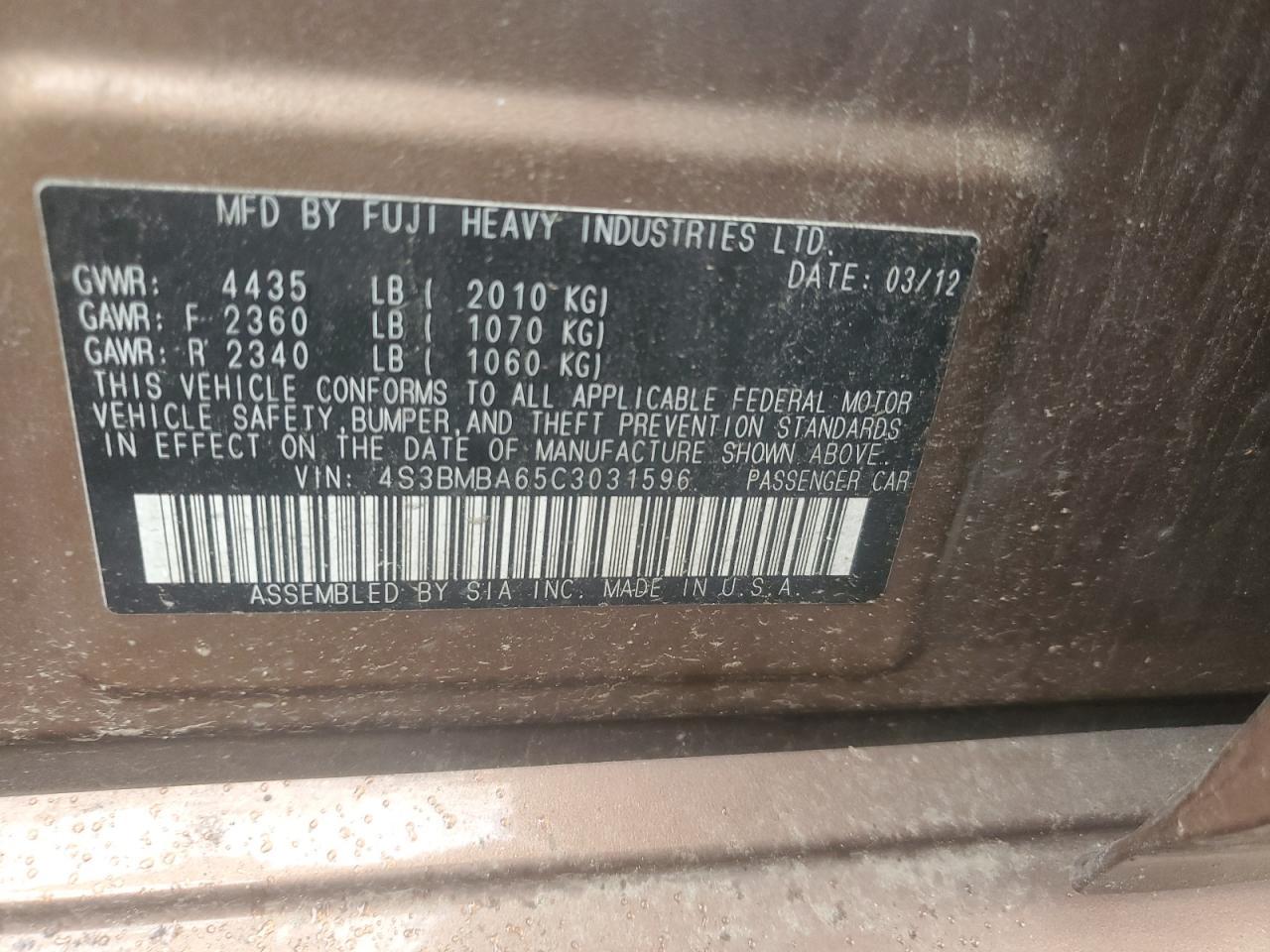 2012 SUBARU Legacy