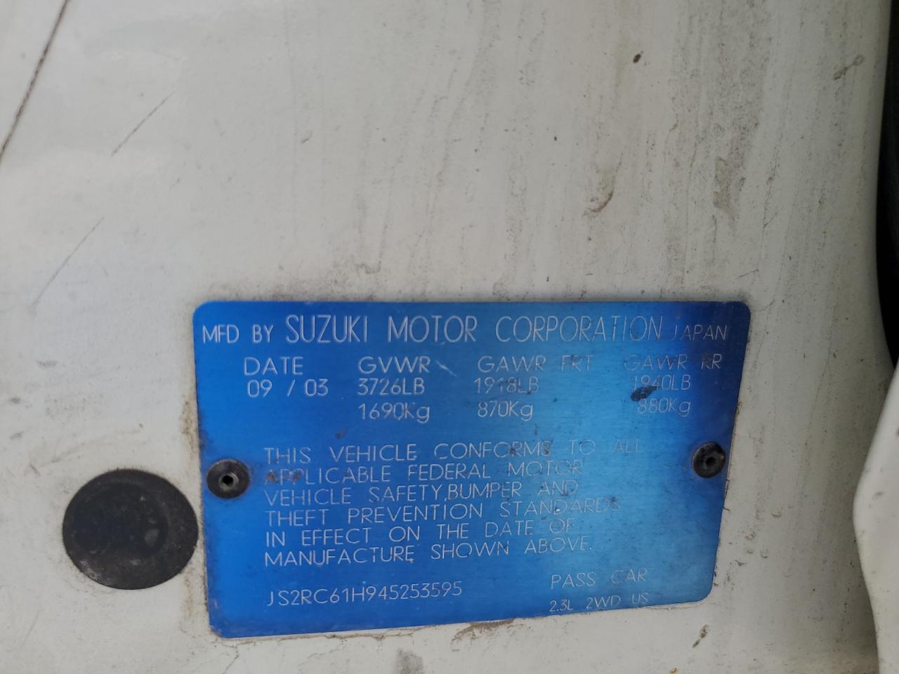 2004 SUZUKI Aerio