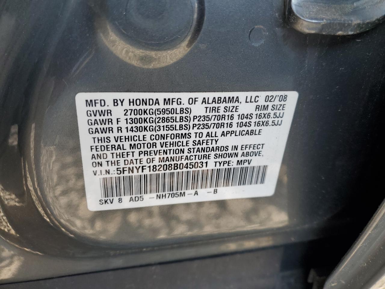 2008 HONDA PILOT