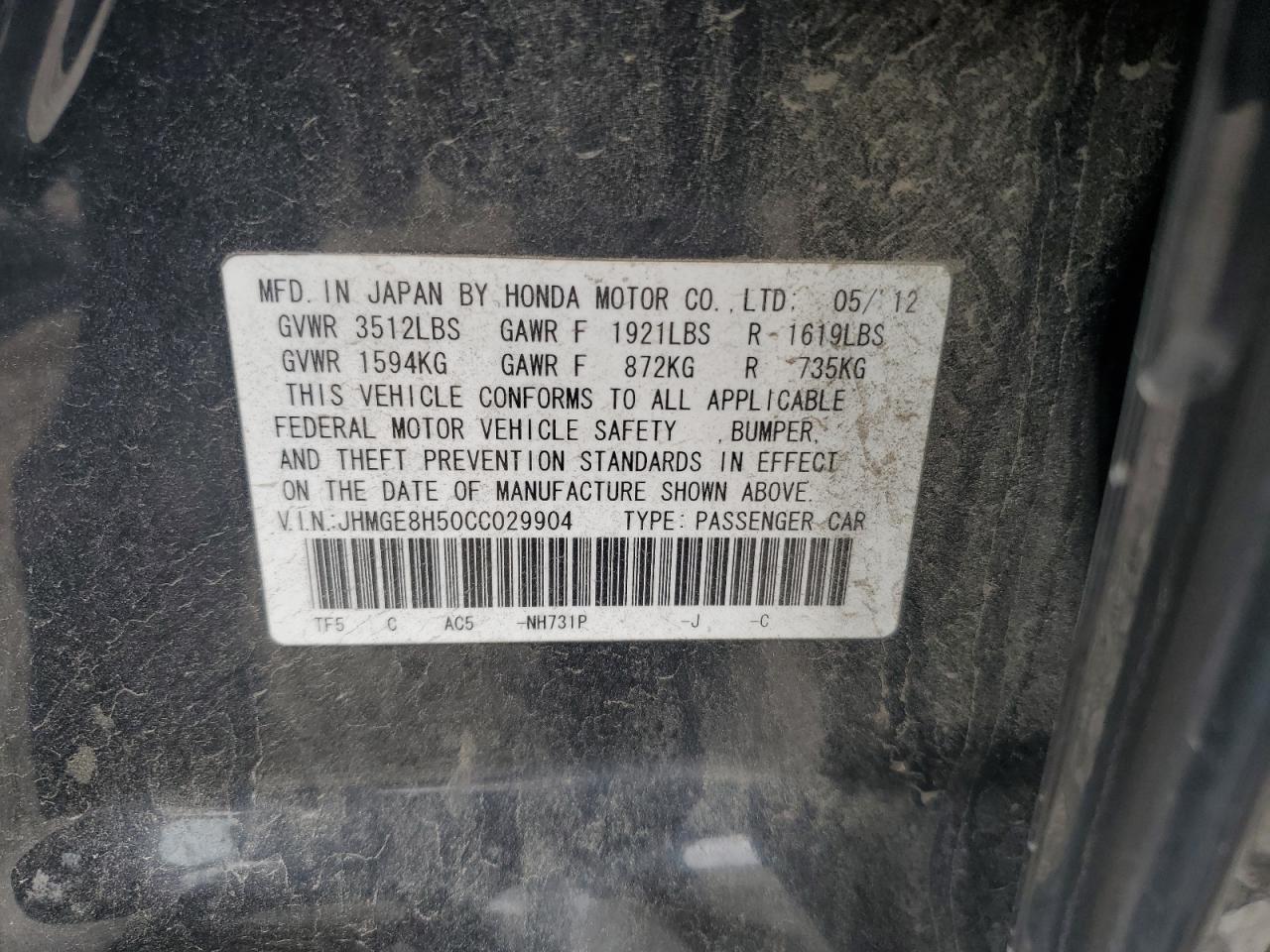2012 HONDA FIT