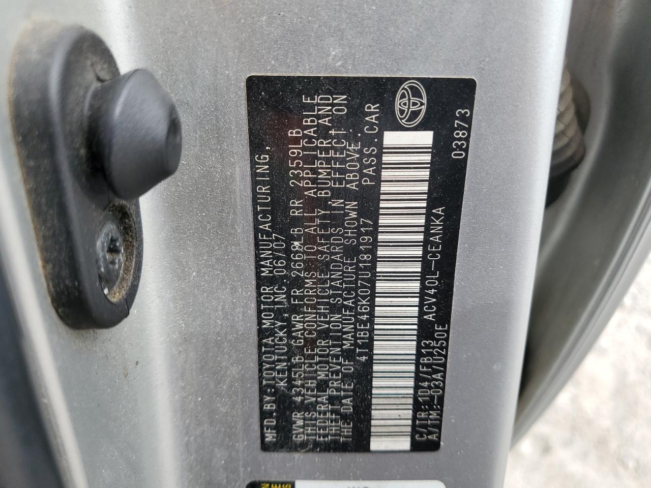 2007 TOYOTA CAMRY