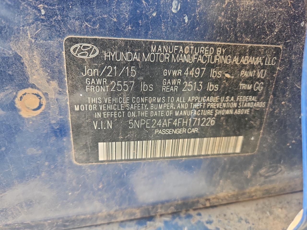 2015 HYUNDAI SONATA