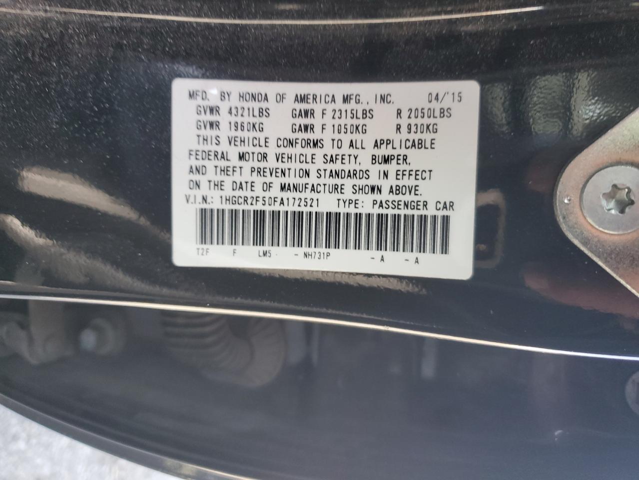 2015 HONDA ACCORD