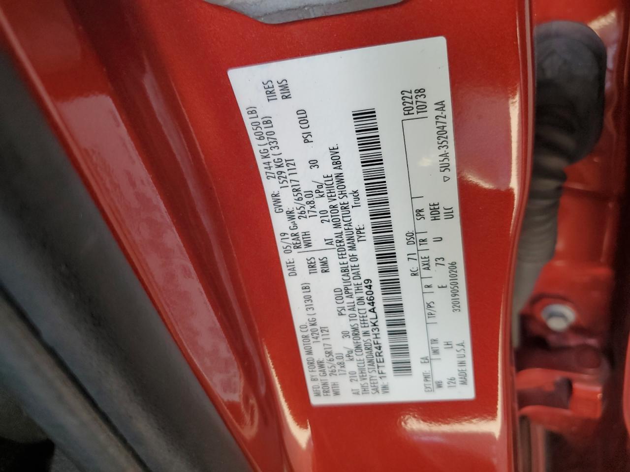 2019 FORD RANGER