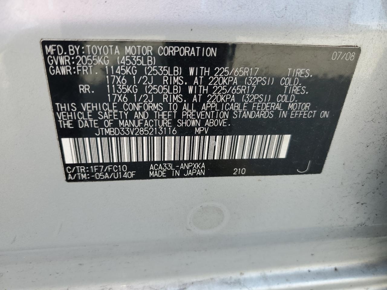 2008 TOYOTA RAV4