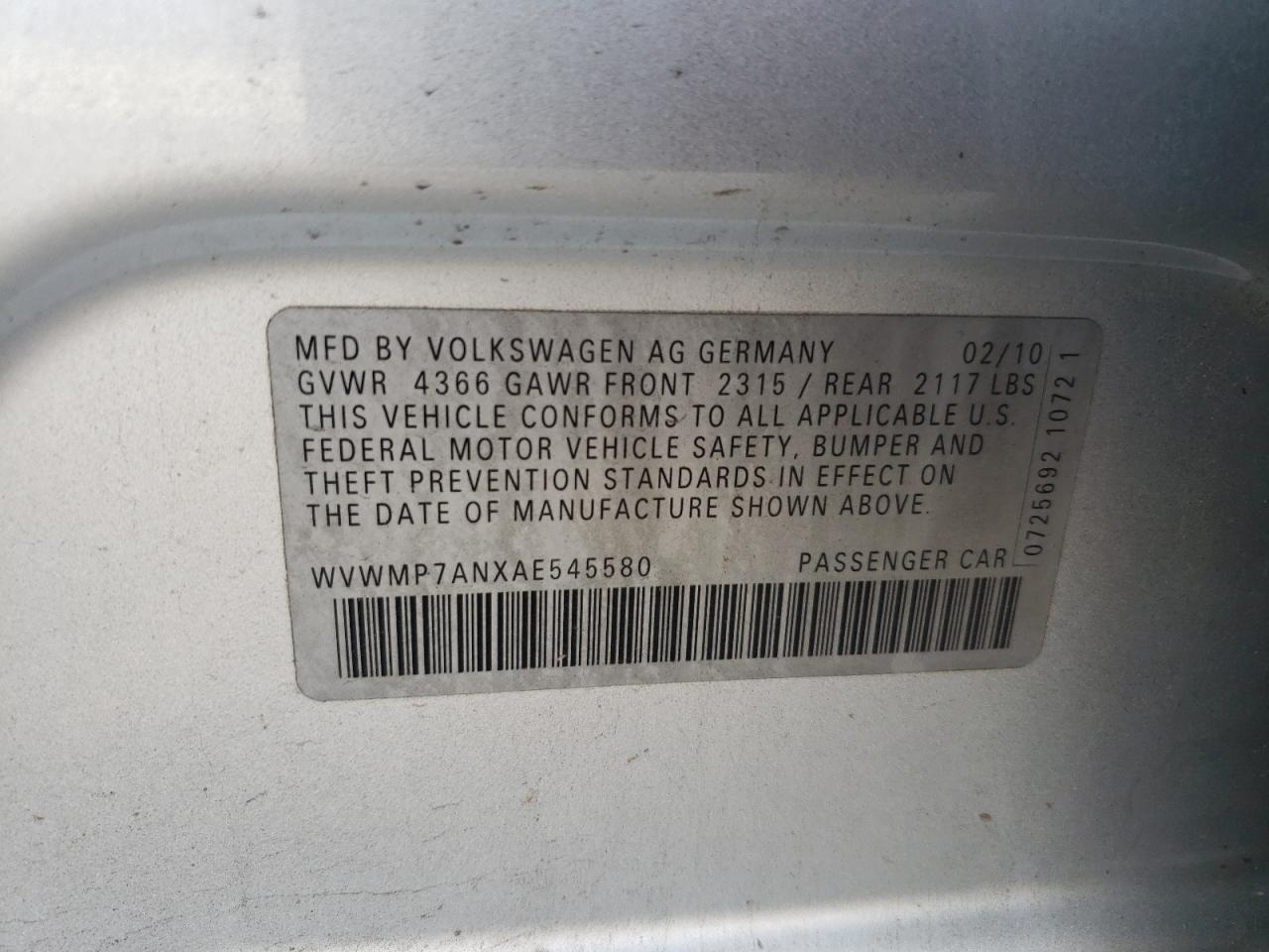 2010 VOLKSWAGEN CC
