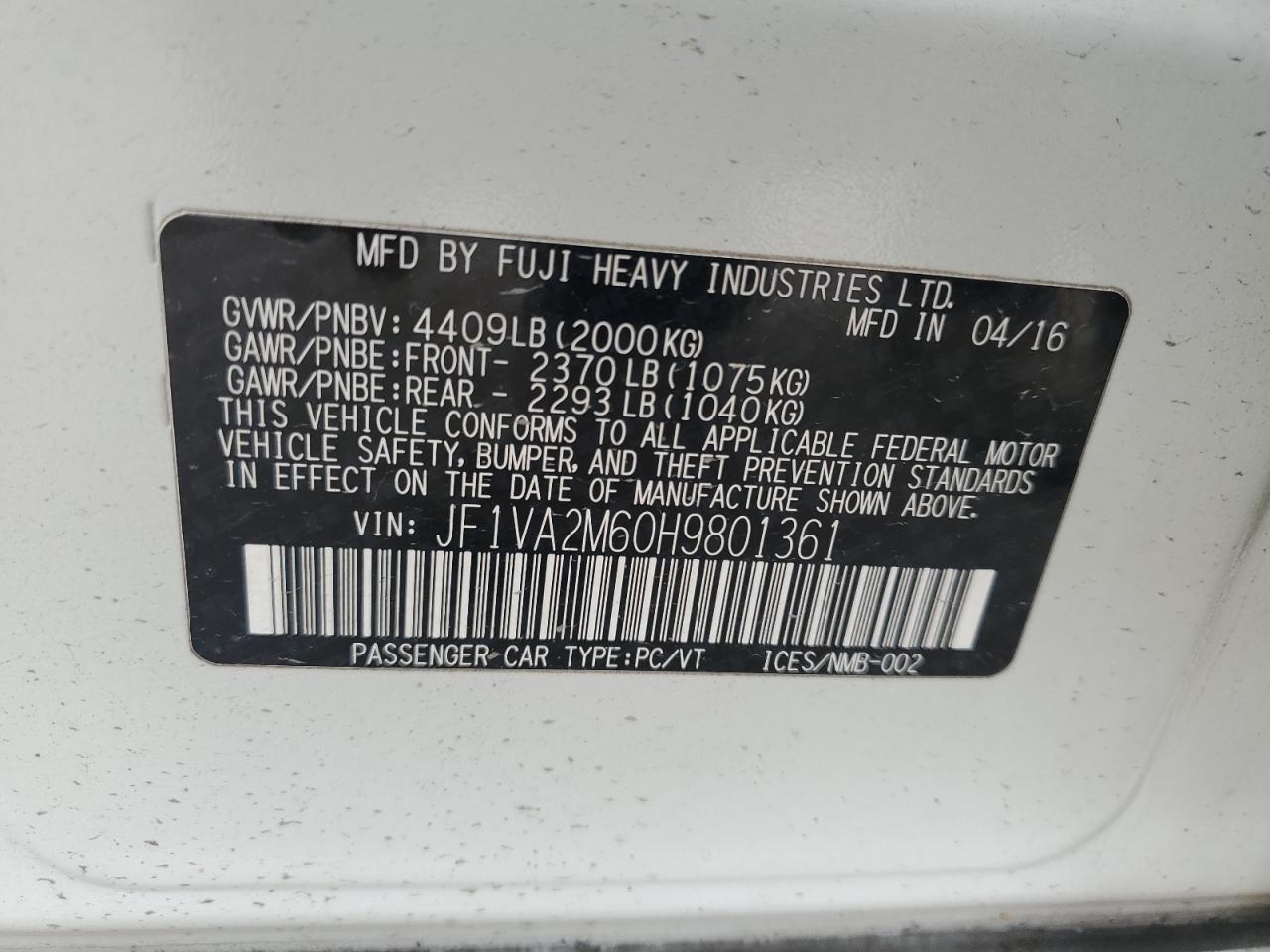 2017 SUBARU WRX