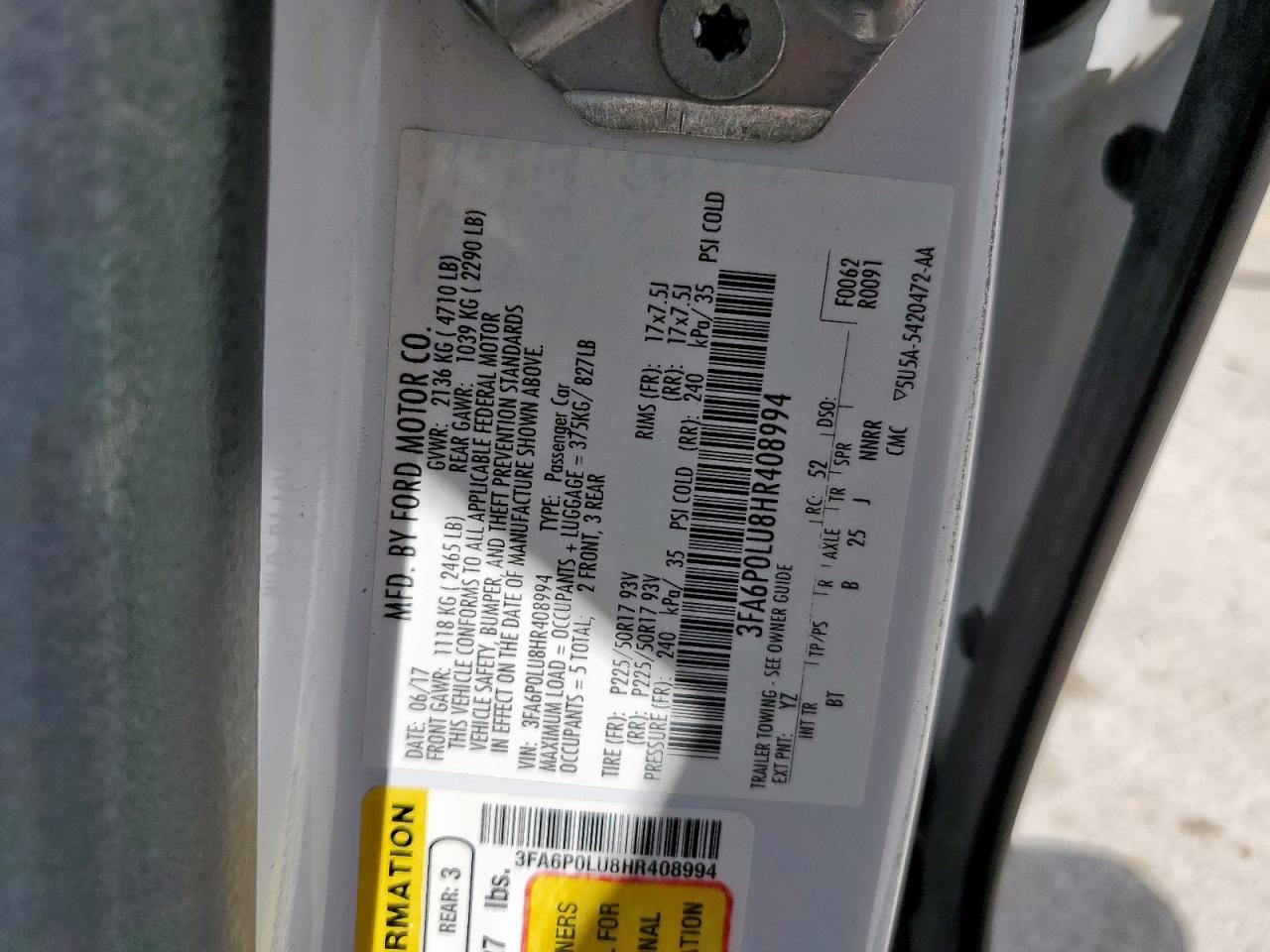 2017 FORD FUSION