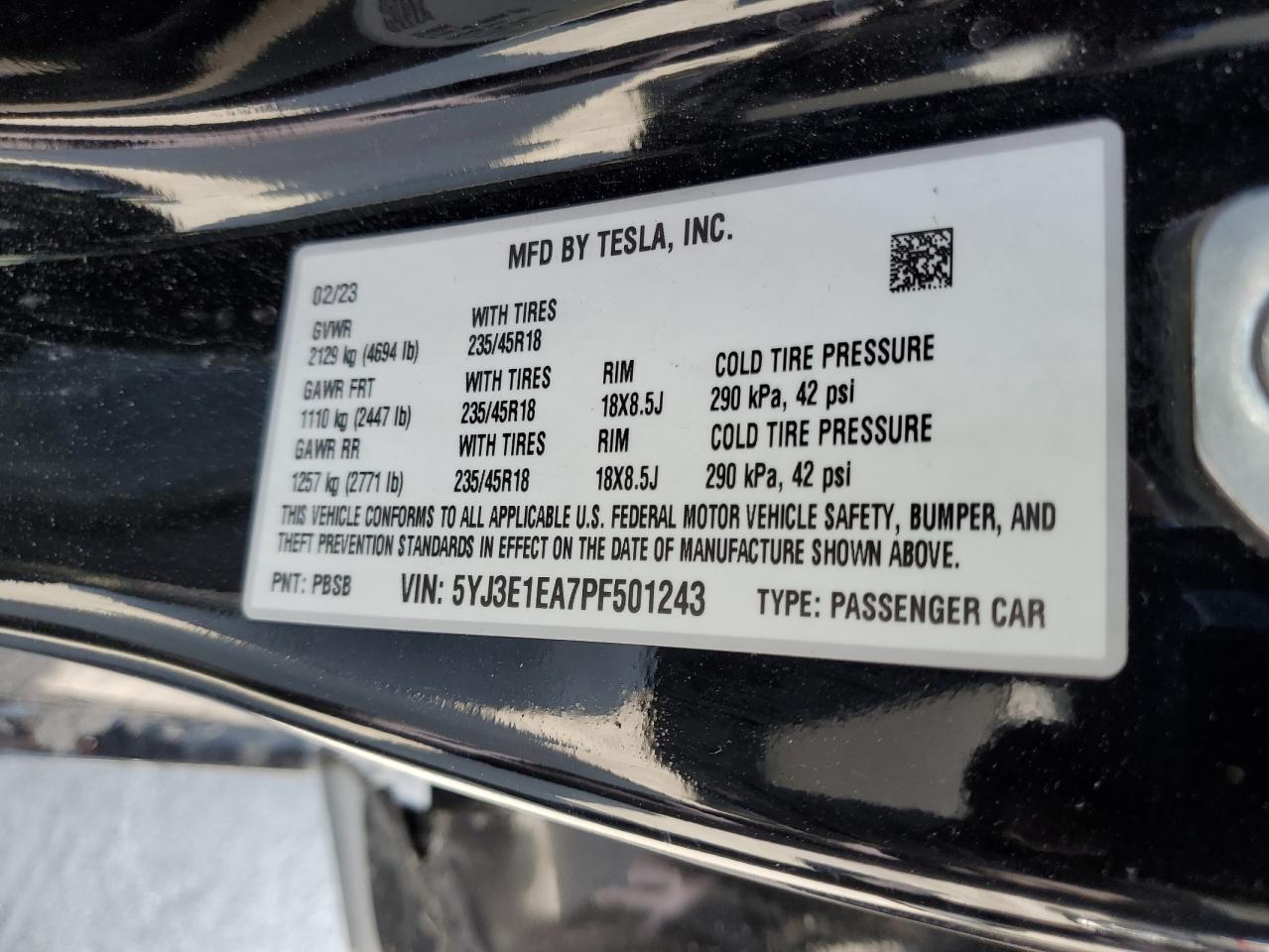 2023 TESLA MODEL 3