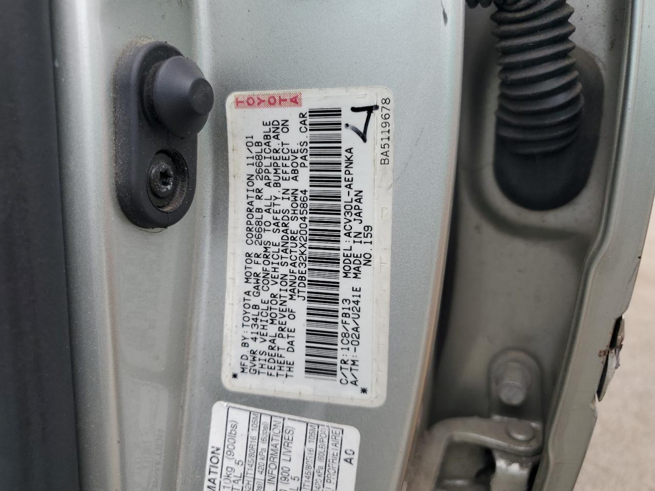 2002 TOYOTA CAMRY