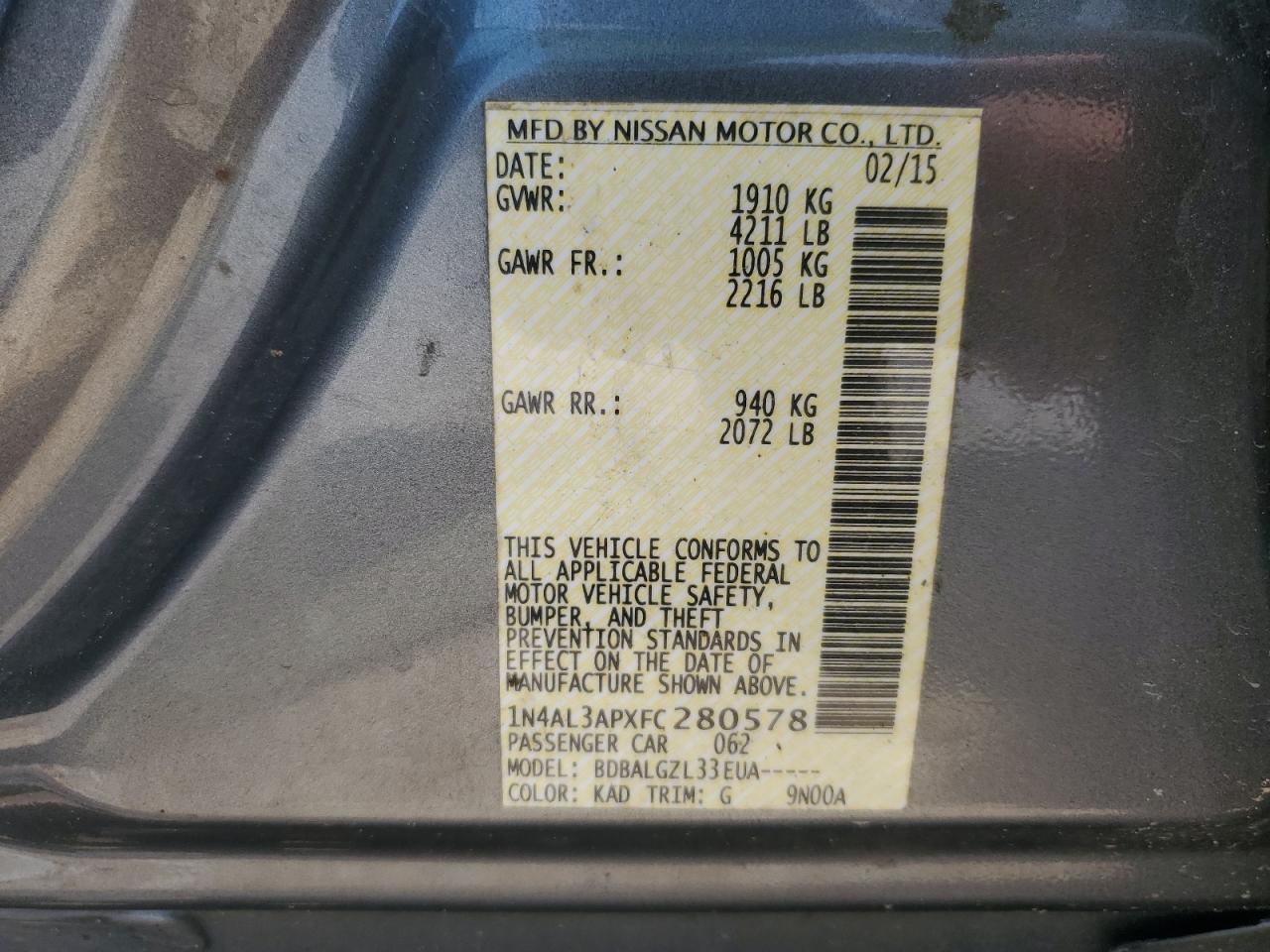 2015 NISSAN ALTIMA