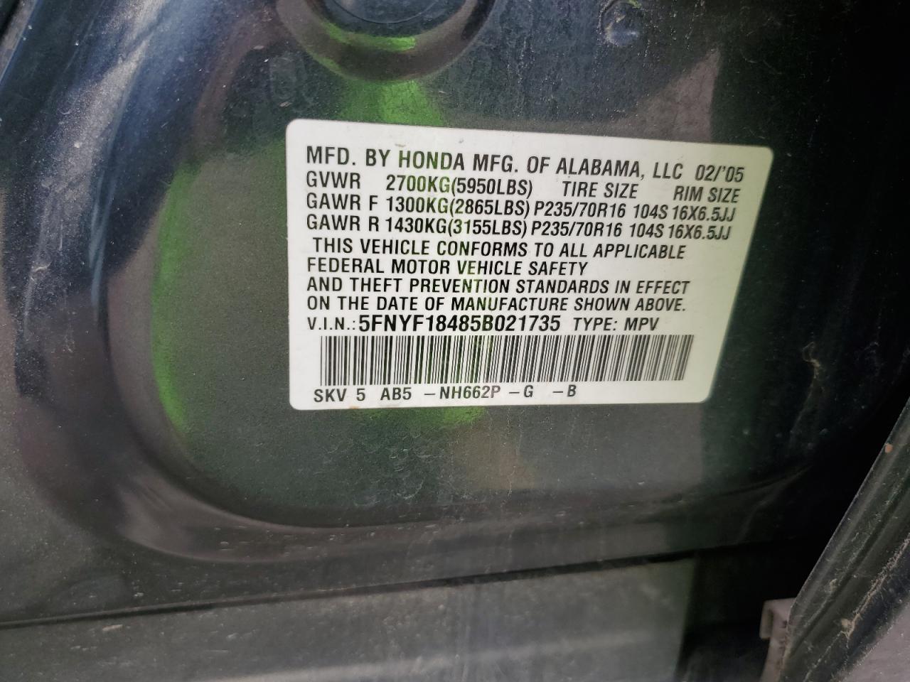 2005 HONDA PILOT