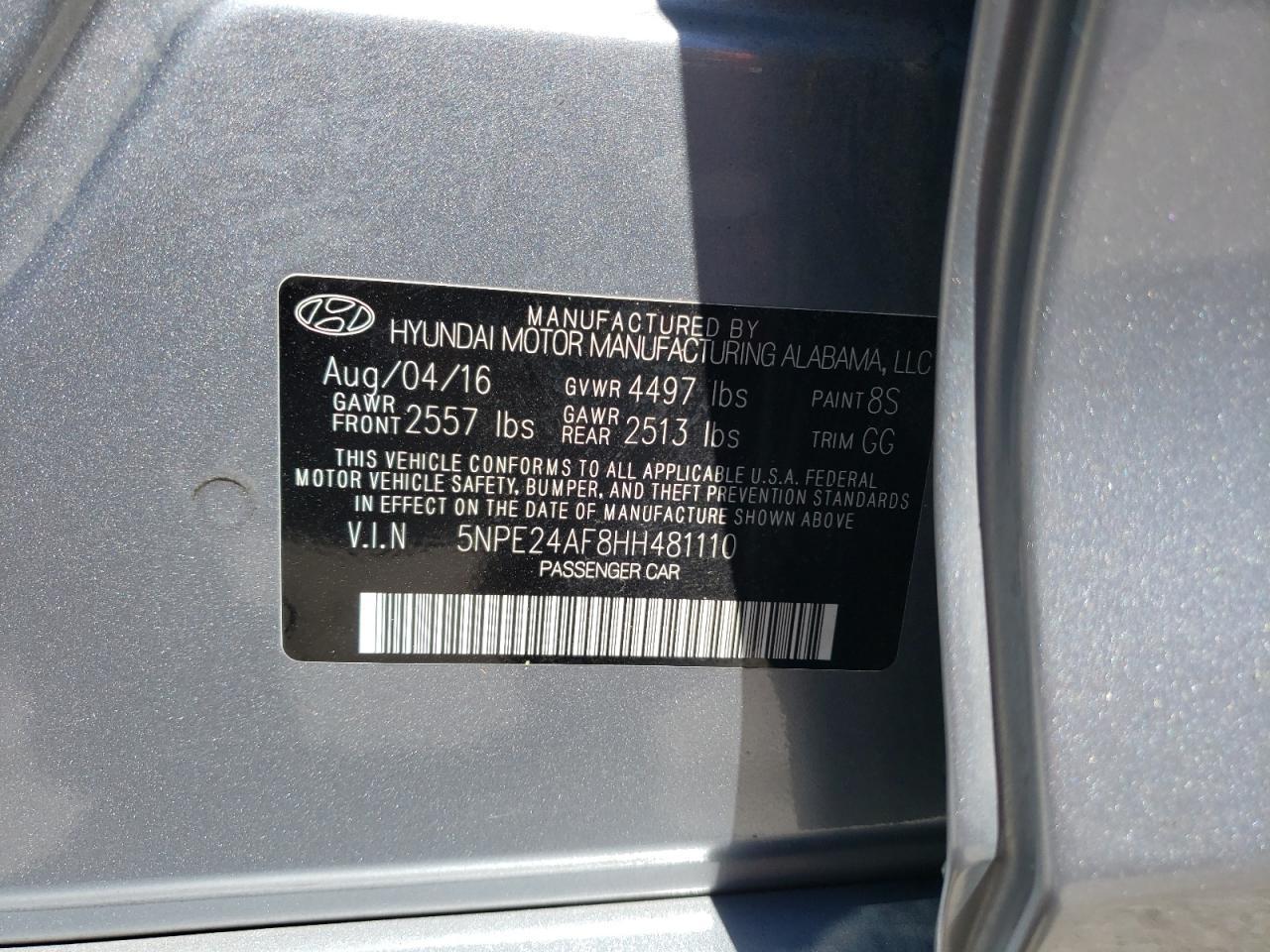 2017 HYUNDAI SONATA