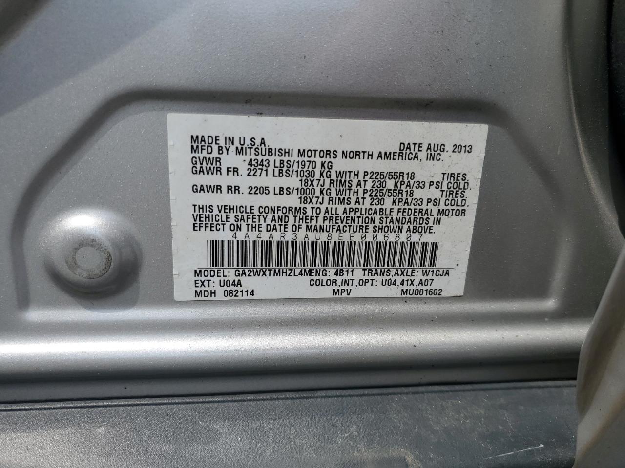 2014 MITSUBISHI outlander