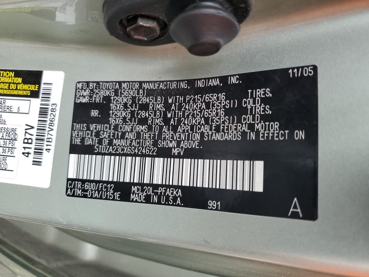 2006 TOYOTA SIENNA