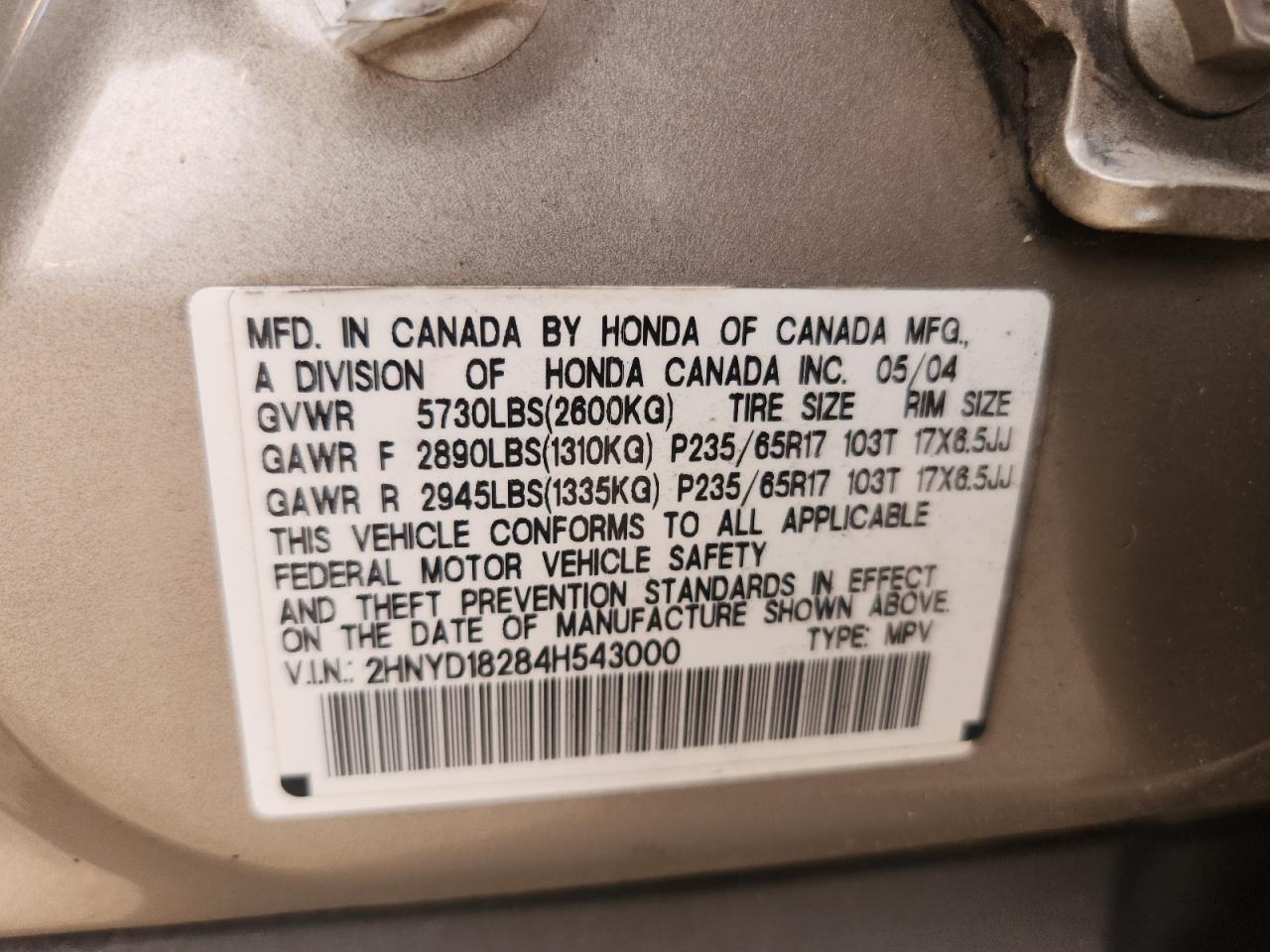 2004 ACURA MDX
