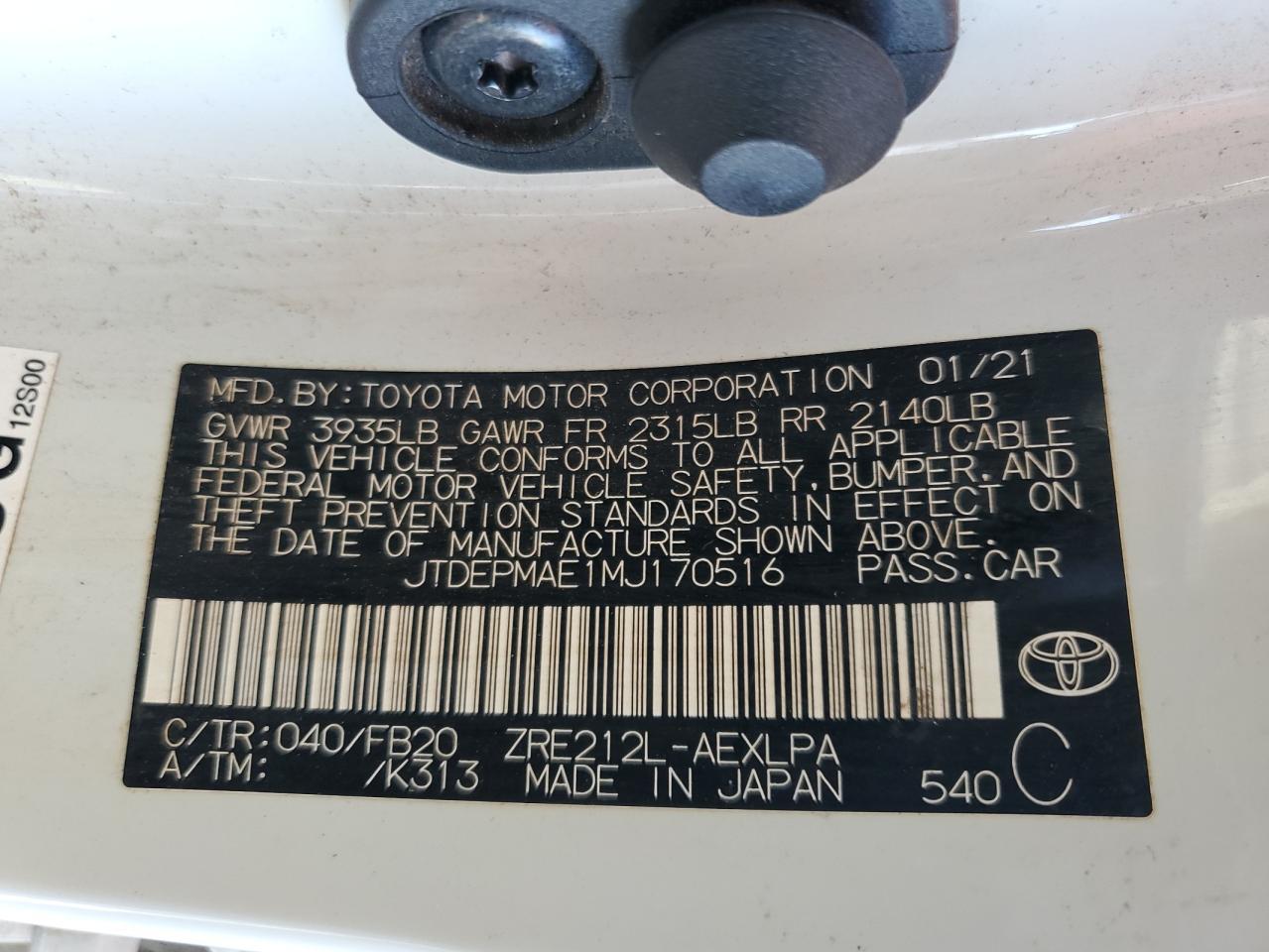 2021 TOYOTA COROLLA