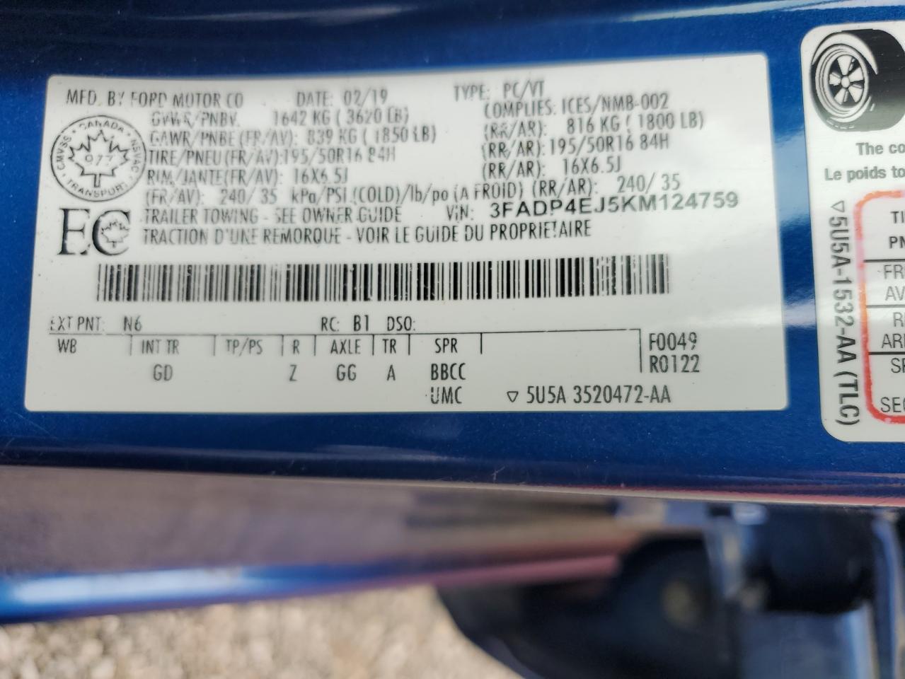 2019 FORD Fiesta