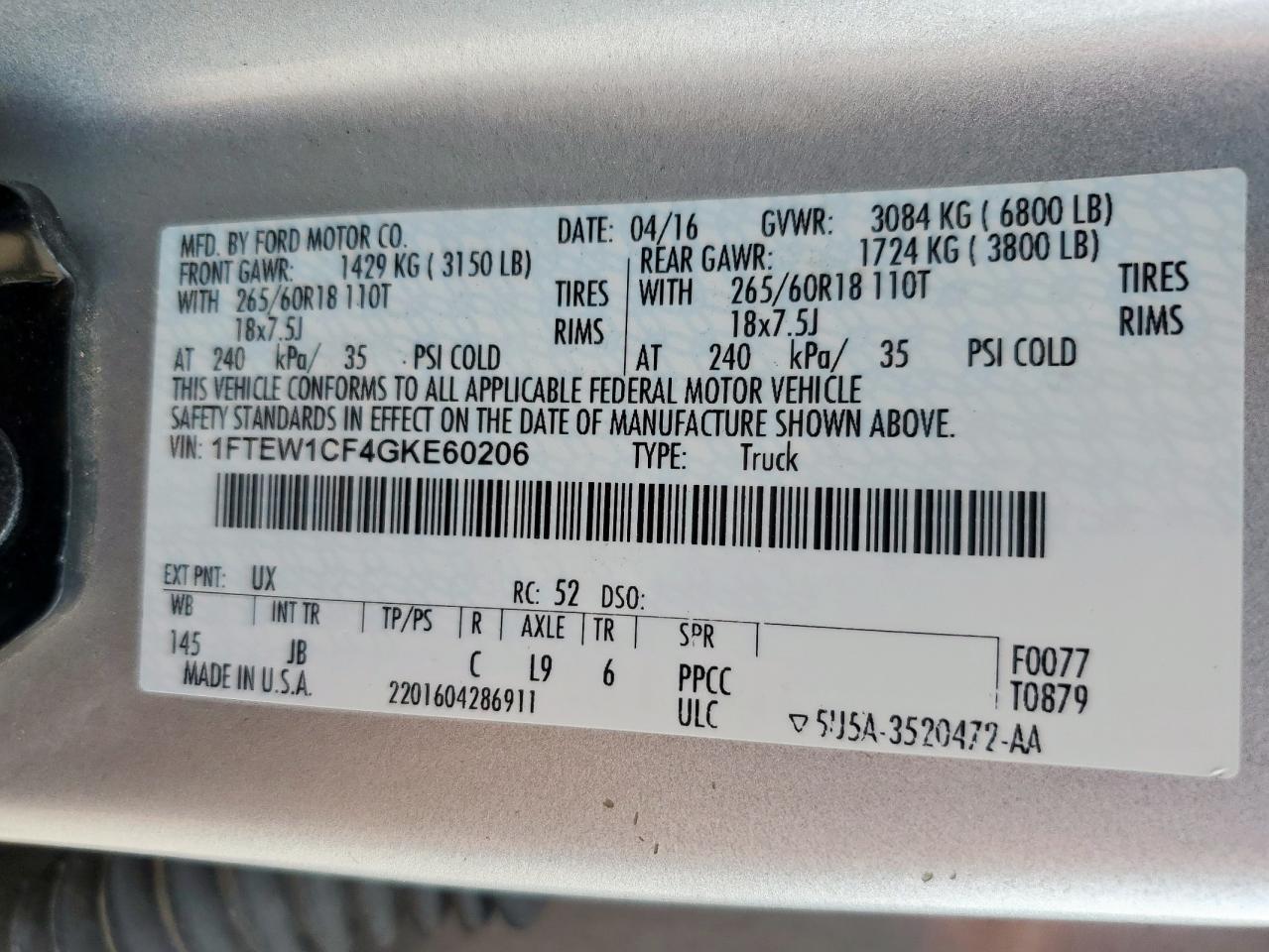2016 FORD F-150