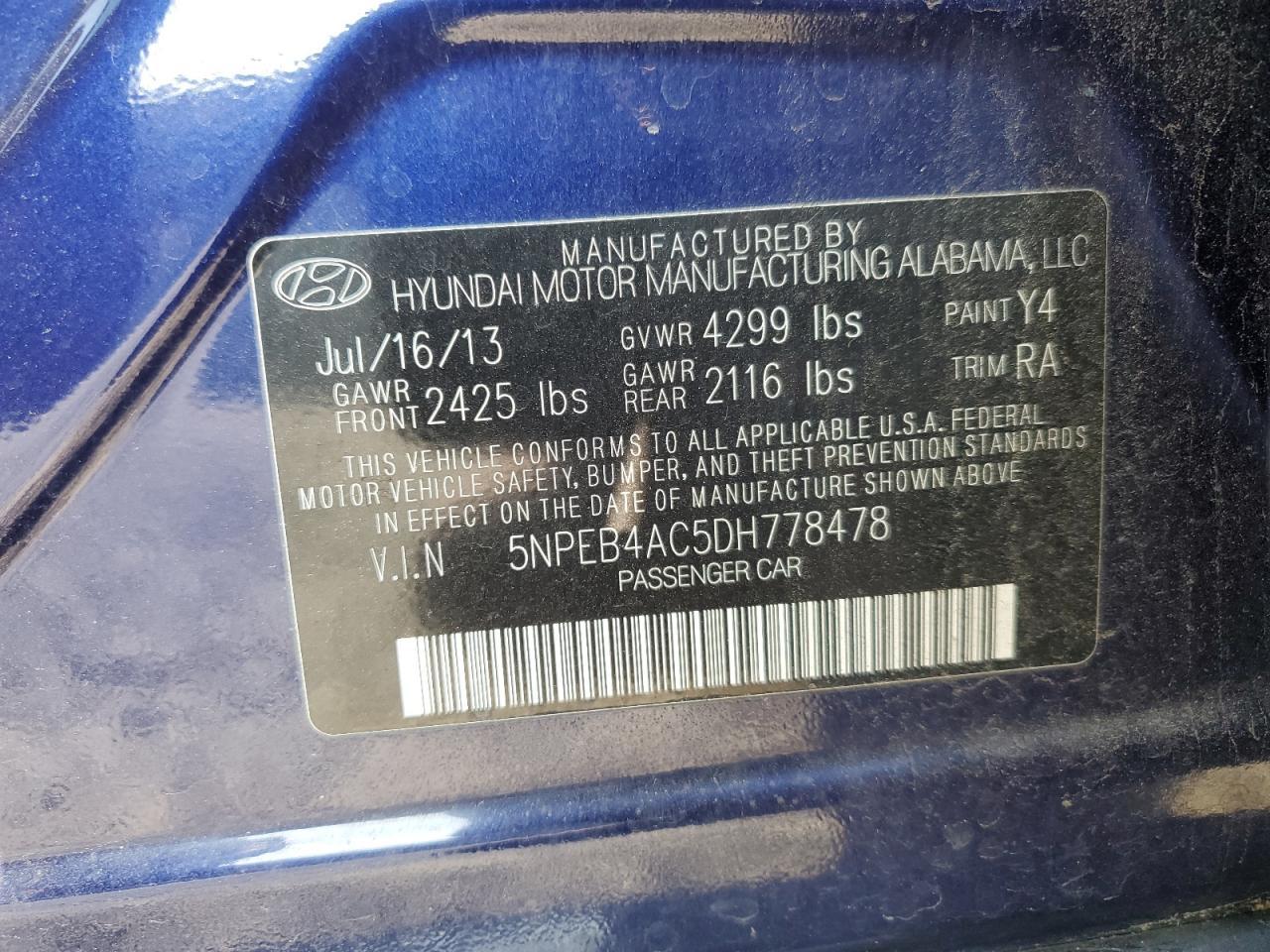 2013 HYUNDAI SONATA