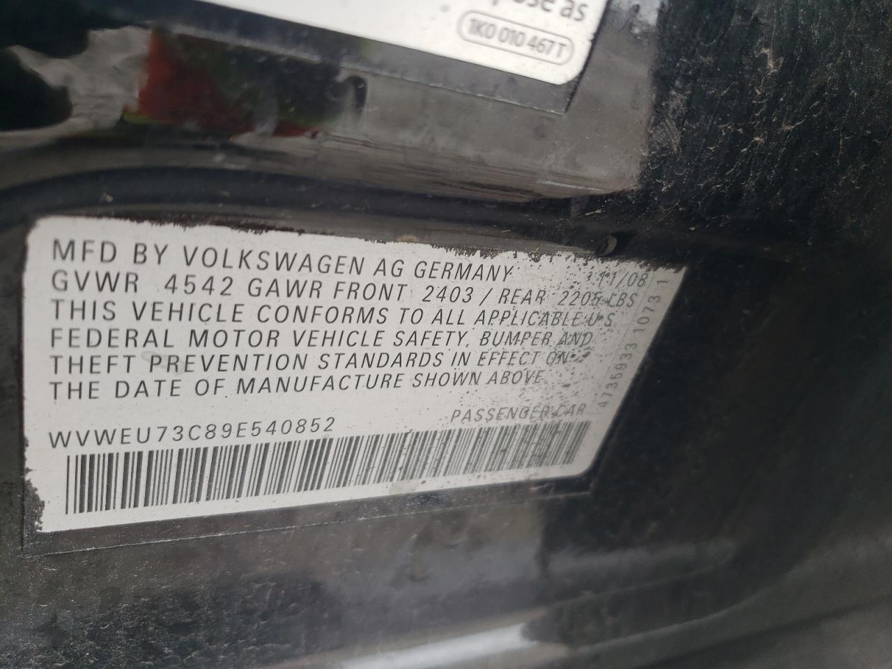 2009 VOLKSWAGEN CC