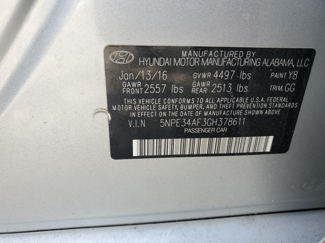 2016 HYUNDAI SONATA