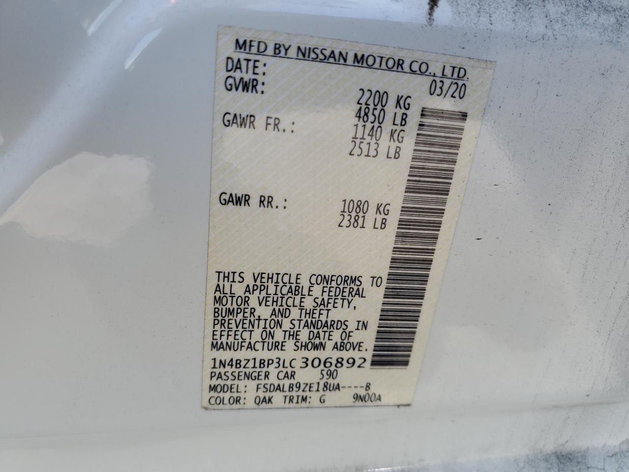 2020 NISSAN LEAF