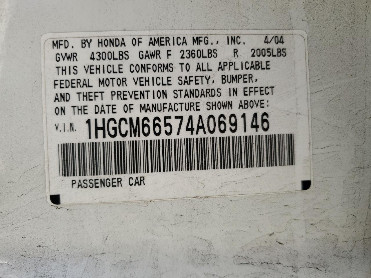 2004 HONDA ACCORD
