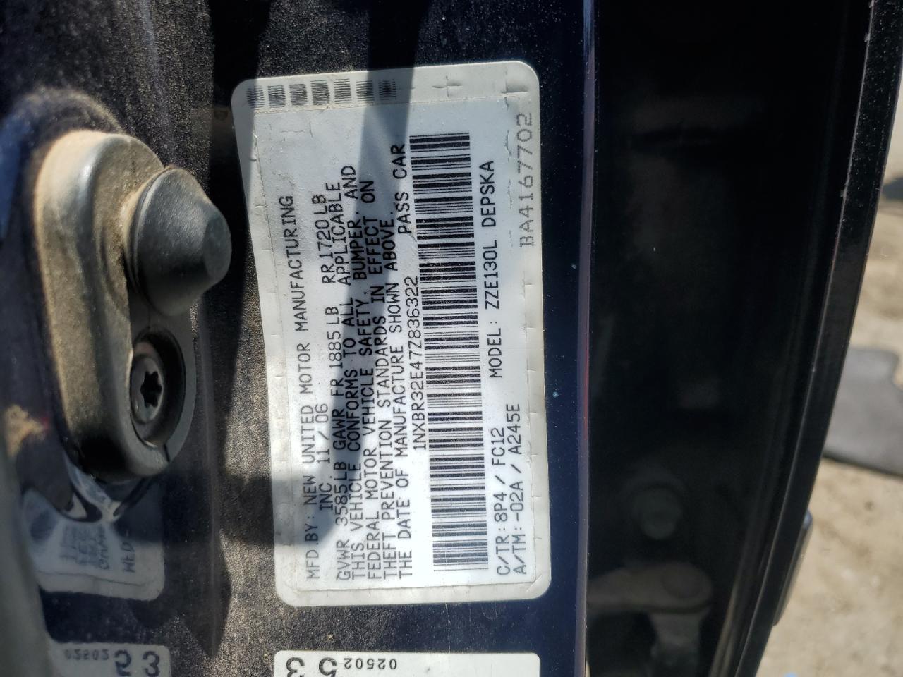 2007 TOYOTA COROLLA