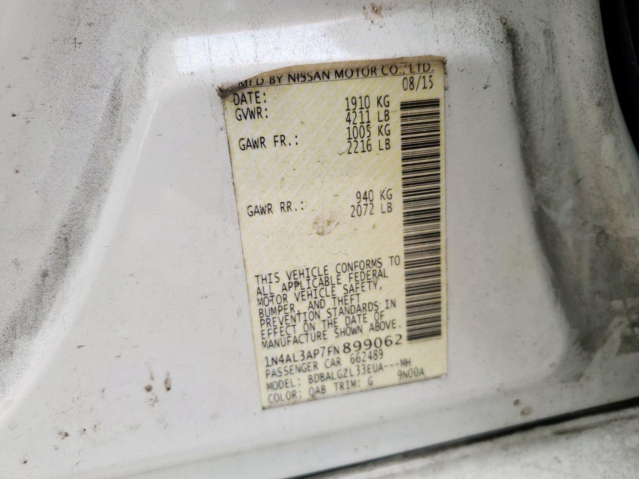2015 NISSAN ALTIMA