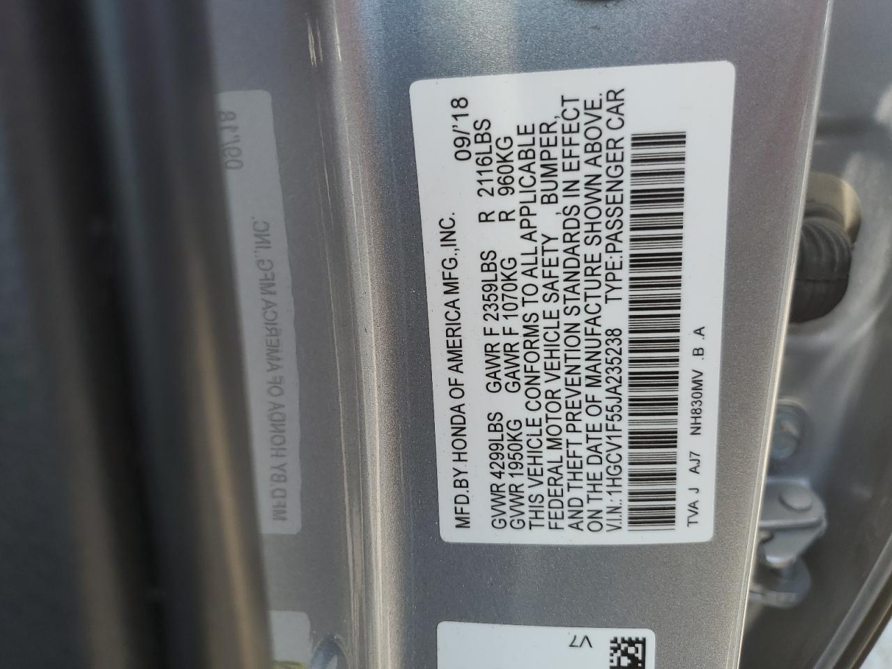 2018 HONDA ACCORD