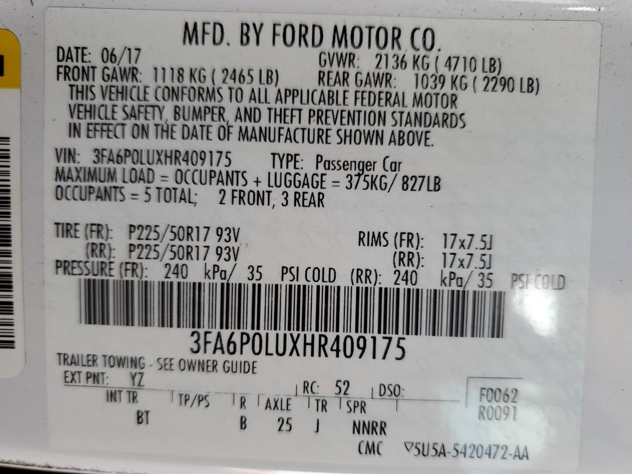 2017 FORD FUSION