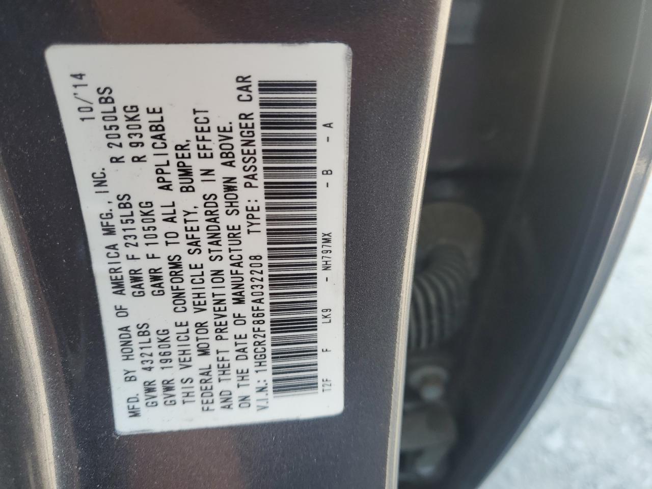 2015 HONDA ACCORD