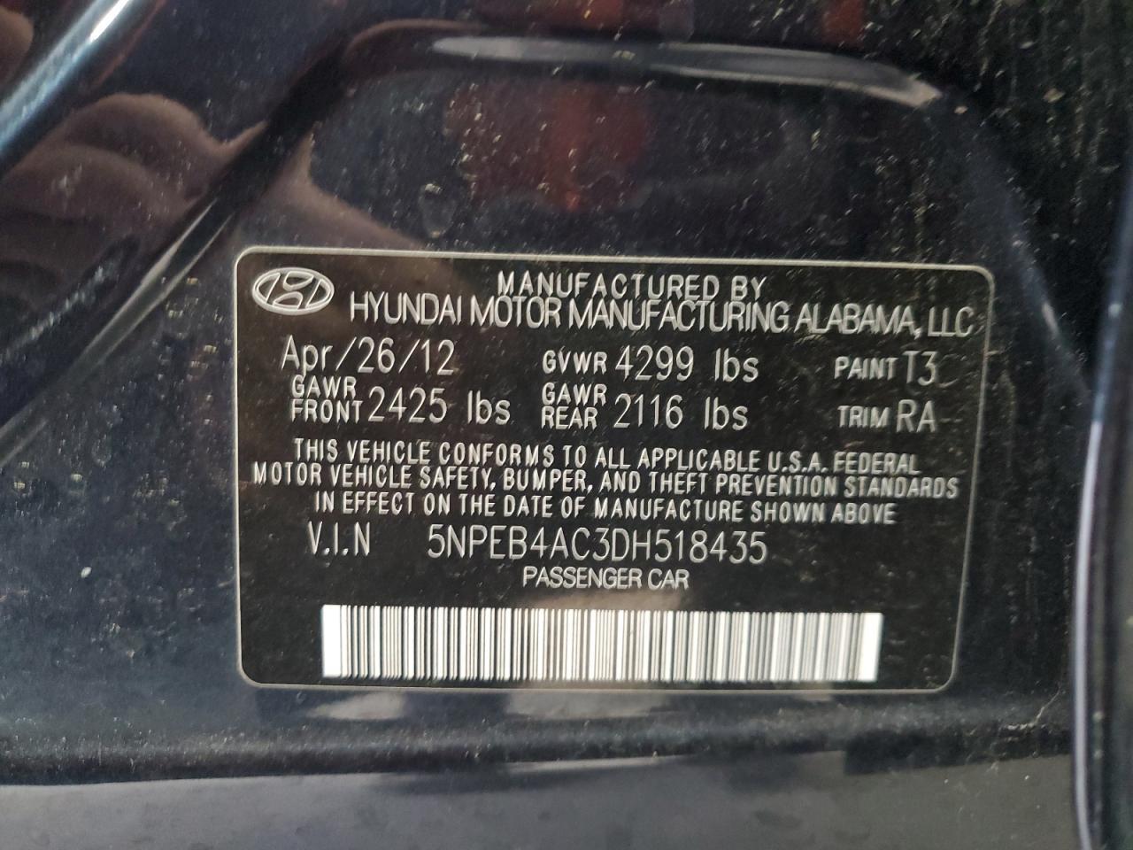 2013 HYUNDAI SONATA