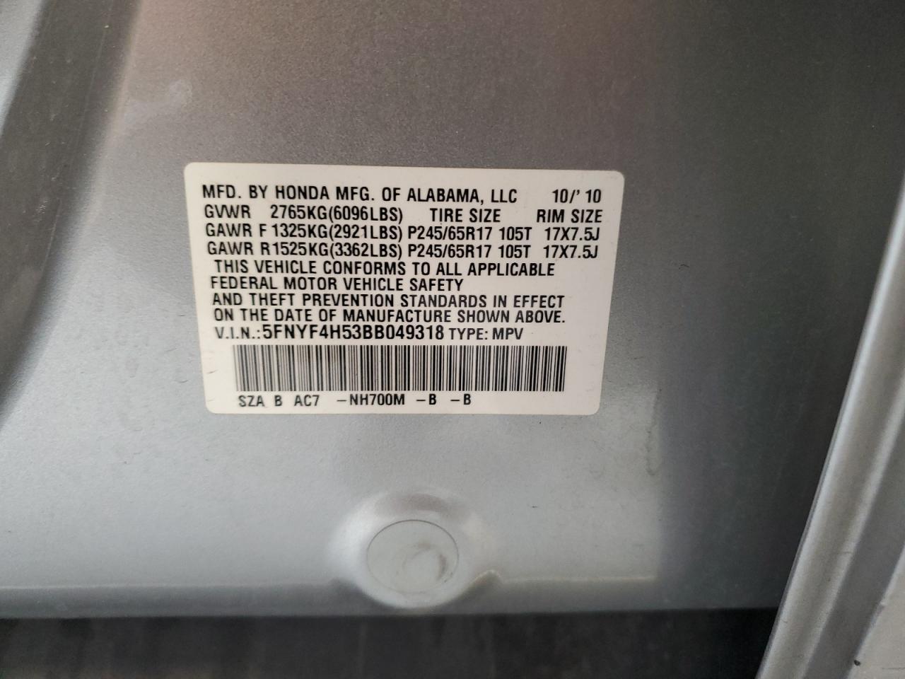 2011 HONDA PILOT
