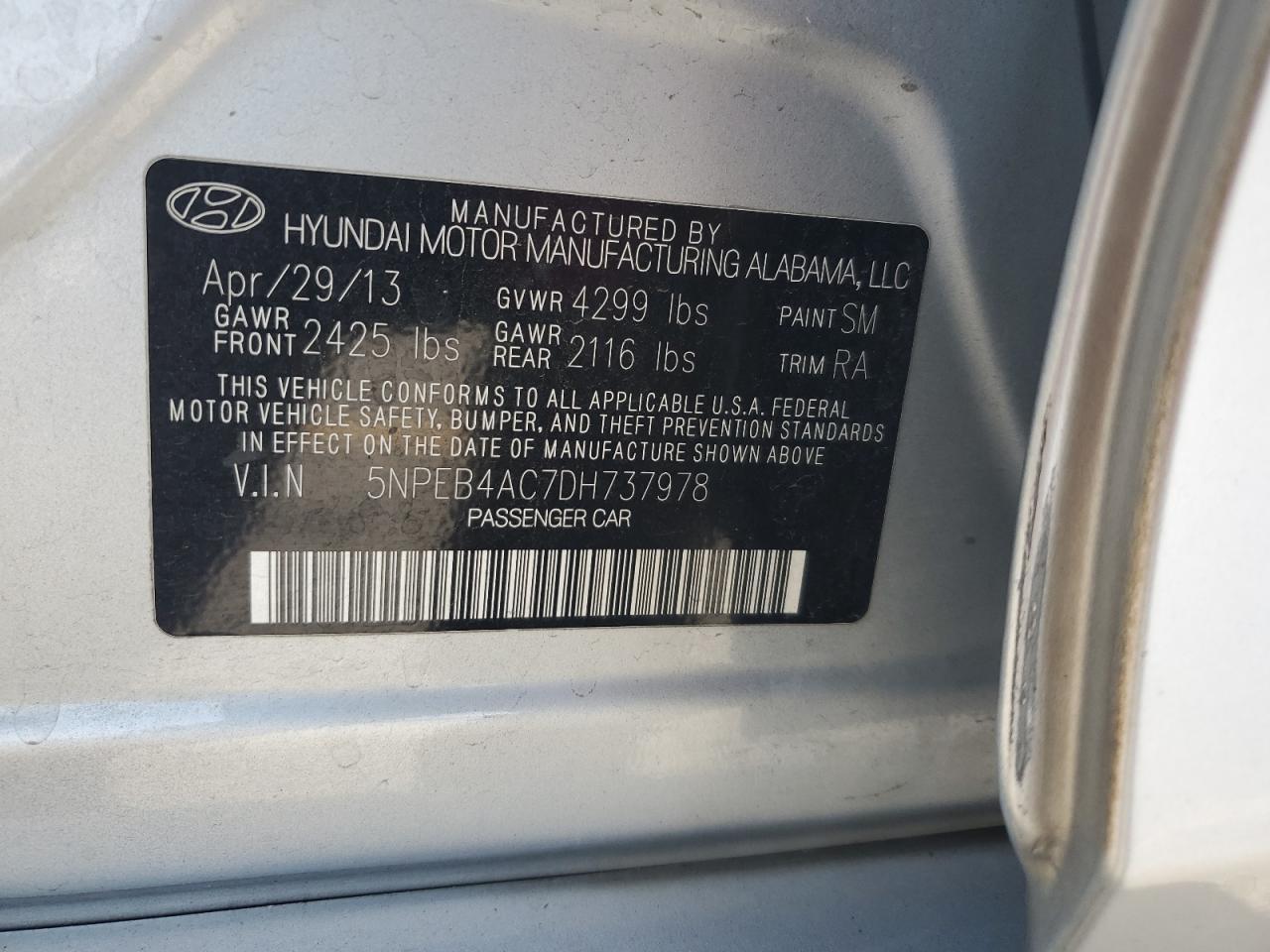 2013 HYUNDAI SONATA