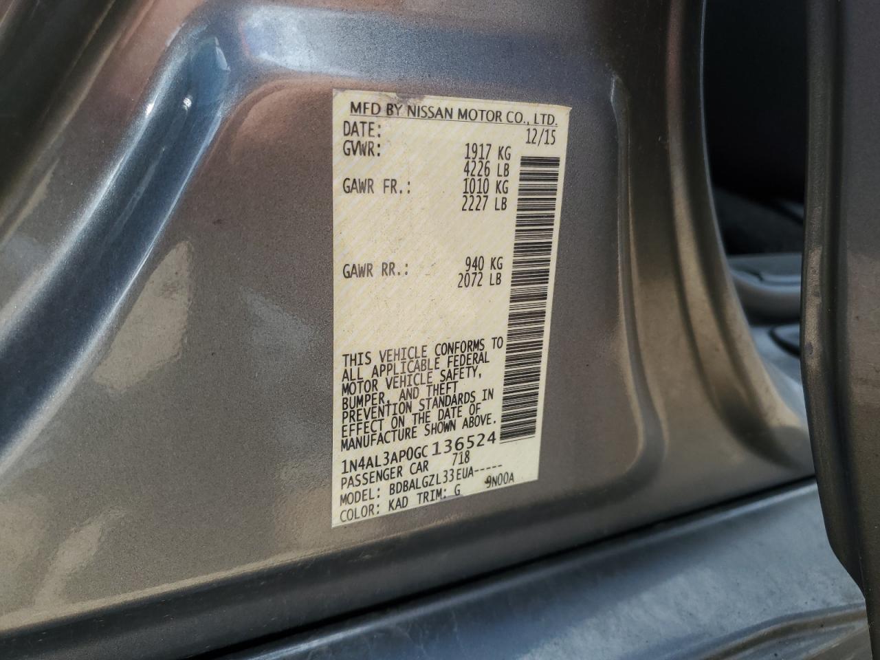 2016 NISSAN ALTIMA